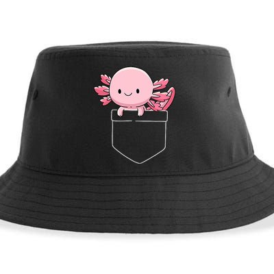 Axolotl In Pocket Kawaii Cute Anime Pet Gifts  Sustainable Bucket Hat
