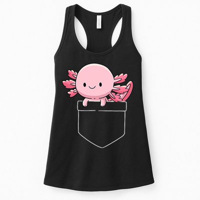 Axolotl In Pocket Kawaii Cute Anime Pet Gifts  Womens Tank Top