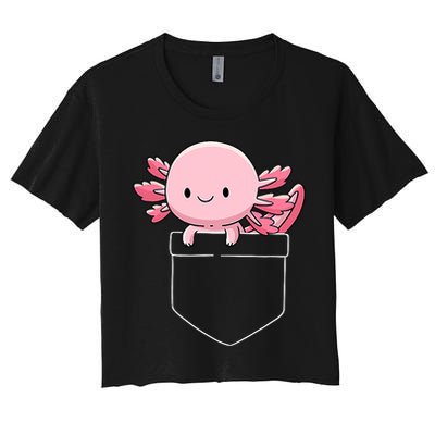 Axolotl In Pocket Kawaii Cute Anime Pet Gifts  Women's Crop Top Tee