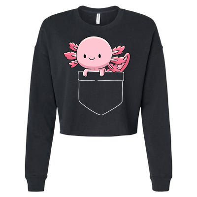 Axolotl In Pocket Kawaii Cute Anime Pet Gifts  Cropped Pullover Crew