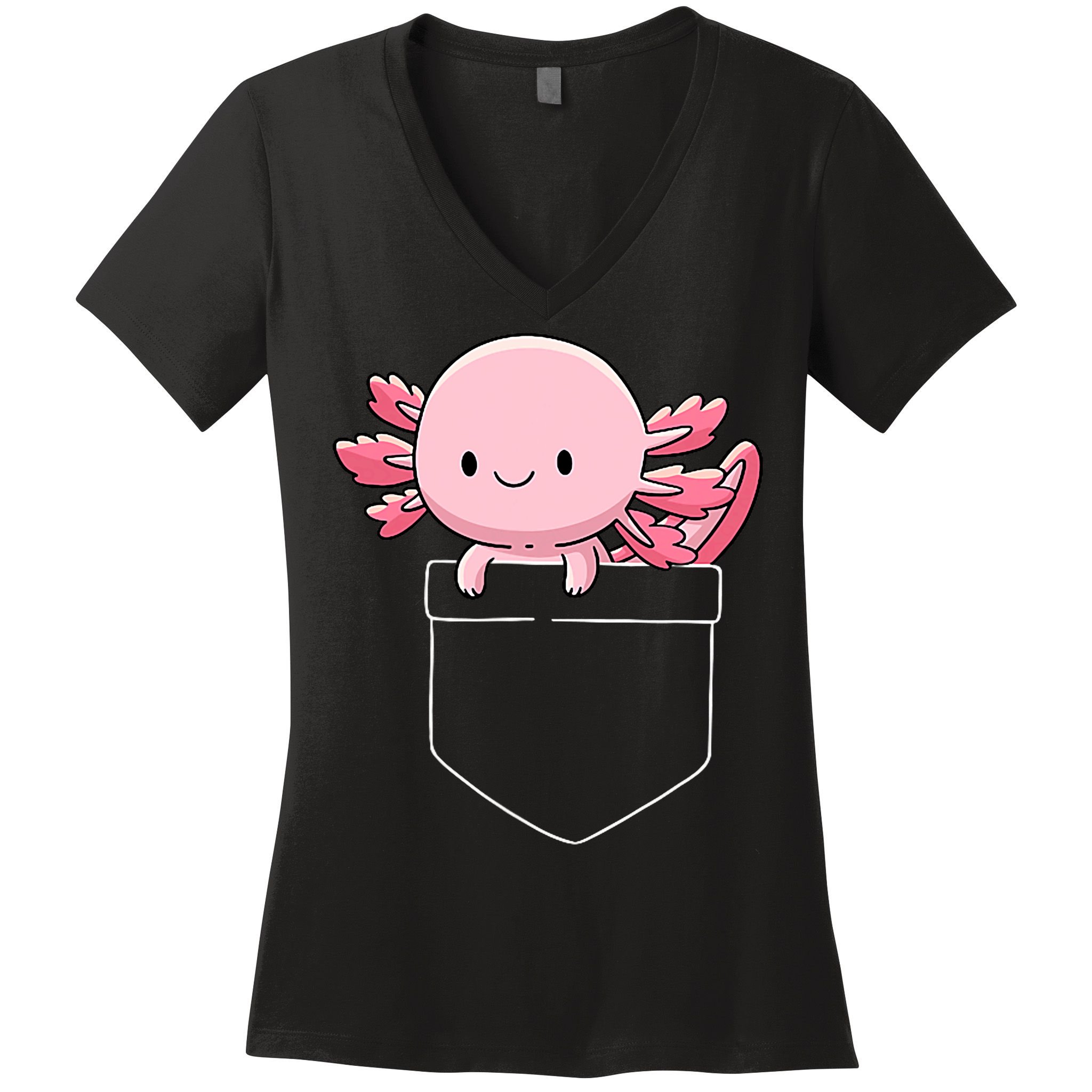 Axolotl In Pocket Kawaii Cute Anime Pet Gifts  Women's V-Neck T-Shirt