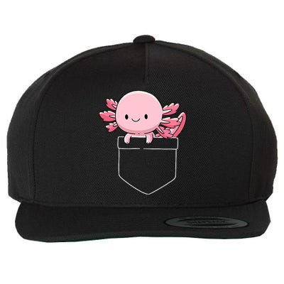 Axolotl In Pocket Kawaii Cute Anime Pet Gifts  Wool Snapback Cap