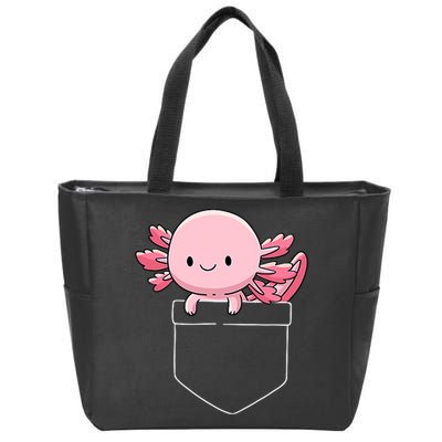 Axolotl In Pocket Kawaii Cute Anime Pet Gifts  Zip Tote Bag