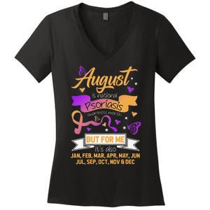 August is Psoriasis Awareness Month Women's V-Neck T-Shirt