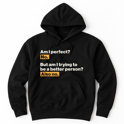 Am I Perfect No Am I Trying To Be A Better Person Also No Hoodie