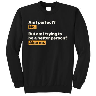 Am I Perfect No Am I Trying To Be A Better Person Also No Sweatshirt