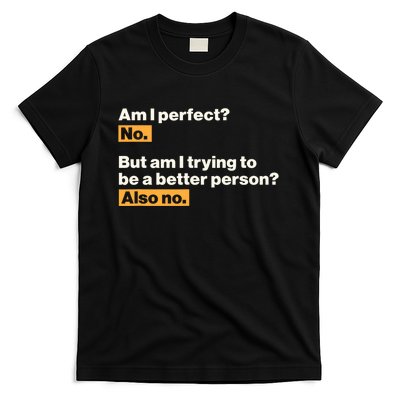 Am I Perfect No Am I Trying To Be A Better Person Also No T-Shirt