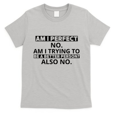 Am I Perfect No Am I Trying To Be A Better Person Also No T-Shirt