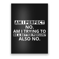 Am I Perfect No Am I Trying To Be A Better Person Also No Poster