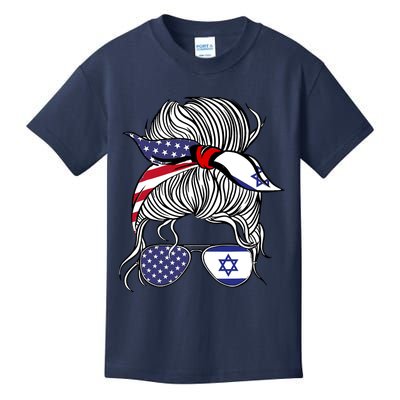 American Israeli Patriot Flag Wo Girl Israel Grown Kids T-Shirt