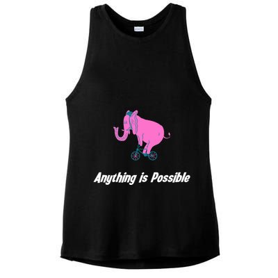 Anything Is Possible Elephant Bicycle Ladies PosiCharge Tri-Blend Wicking Tank