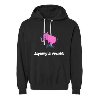 Anything Is Possible Elephant Bicycle Garment-Dyed Fleece Hoodie