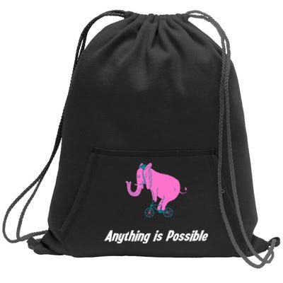 Anything Is Possible Elephant Bicycle Sweatshirt Cinch Pack Bag