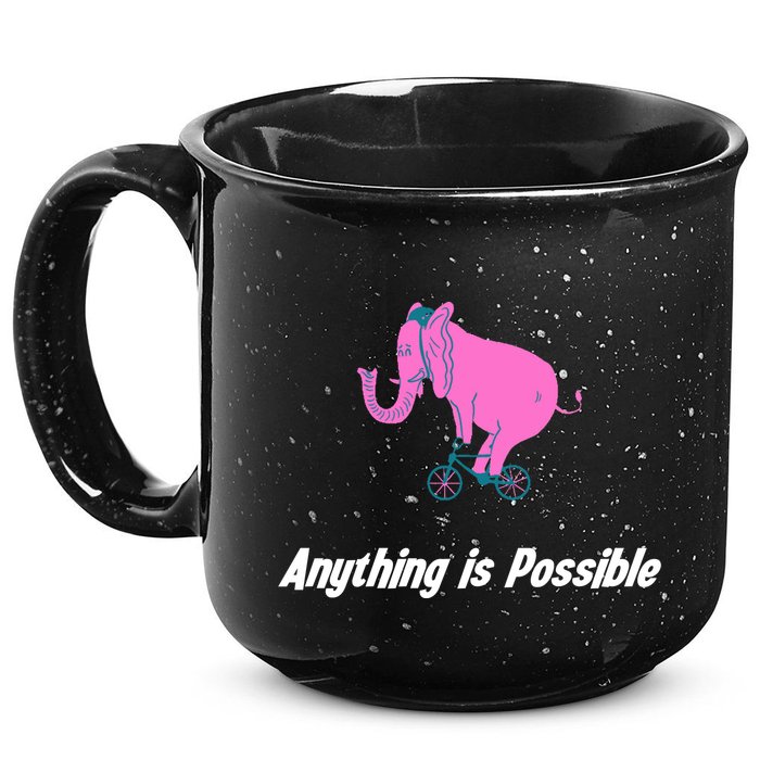 Anything Is Possible Elephant Bicycle 15oz Campfire Ceramic Mug