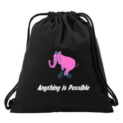 Anything Is Possible Elephant Bicycle Drawstring Bag