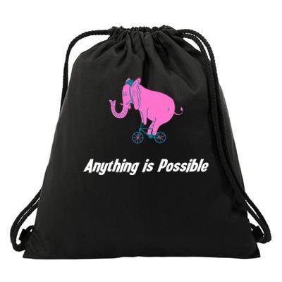 Anything Is Possible Elephant Bicycle Drawstring Bag