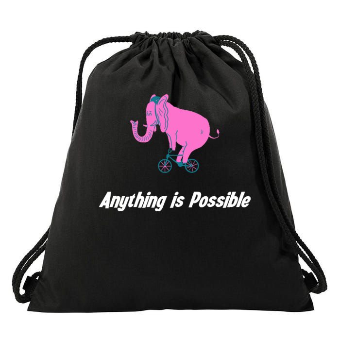 Anything Is Possible Elephant Bicycle Drawstring Bag