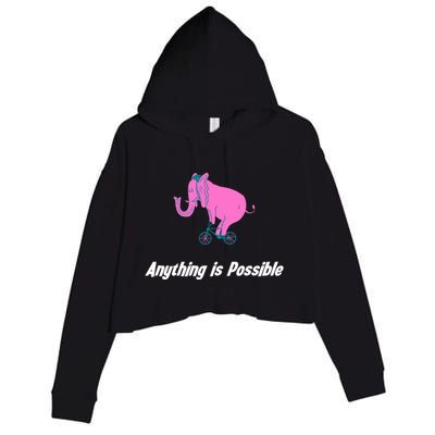Anything Is Possible Elephant Bicycle Crop Fleece Hoodie