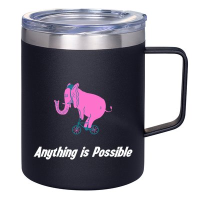 Anything Is Possible Elephant Bicycle 12oz Stainless Steel Coffee Mug