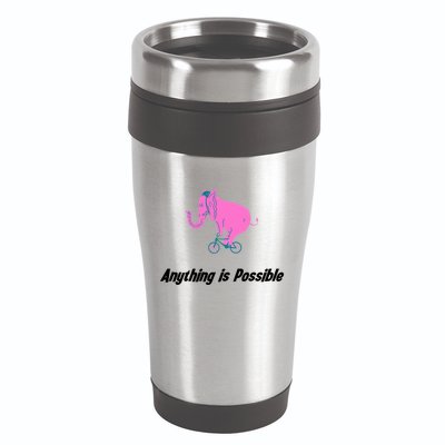Anything Is Possible Elephant Bicycle 16oz Travel Tumbler