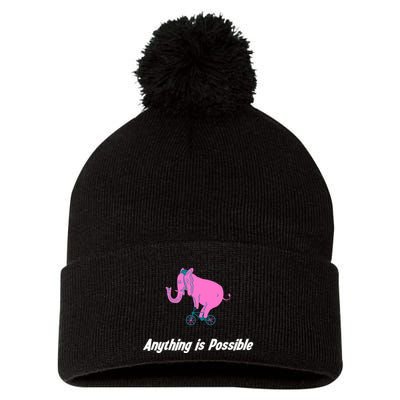 Anything Is Possible Elephant Bicycle Pom Pom 12in Knit Beanie