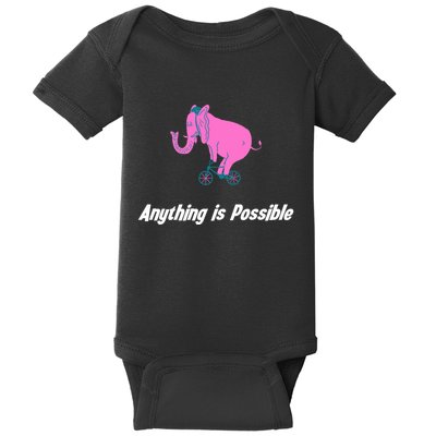 Anything Is Possible Elephant Bicycle Baby Bodysuit