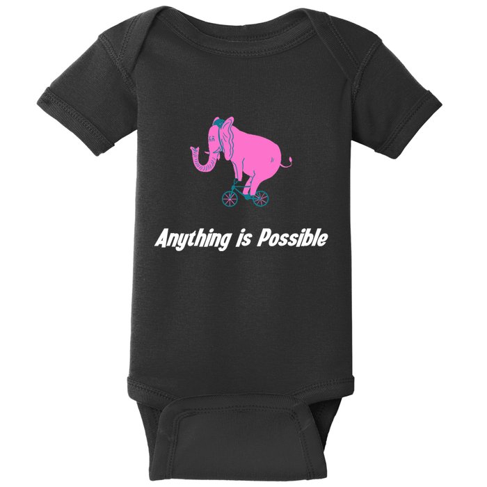 Anything Is Possible Elephant Bicycle Baby Bodysuit