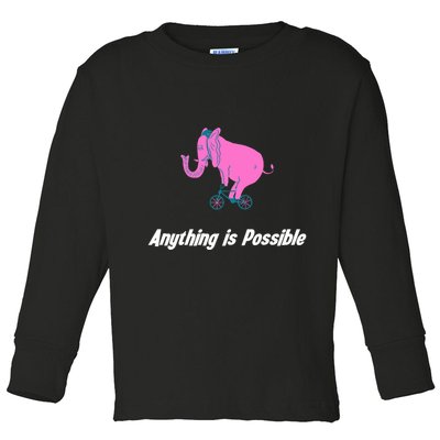Anything Is Possible Elephant Bicycle Toddler Long Sleeve Shirt