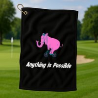 Anything Is Possible Elephant Bicycle Golf Towel