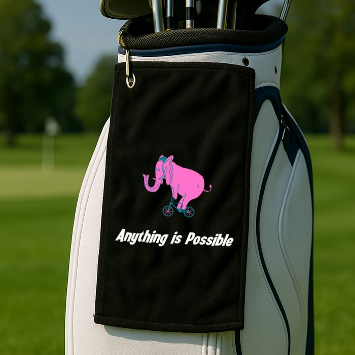 Anything Is Possible Elephant Bicycle Golf Towel
