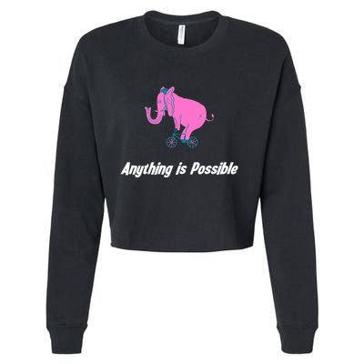 Anything Is Possible Elephant Bicycle Cropped Pullover Crew