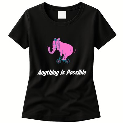 Anything Is Possible Elephant Bicycle Womens T-Shirt
