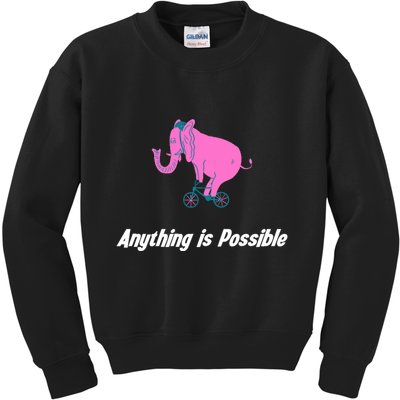 Anything Is Possible Elephant Bicycle Kids Sweatshirt