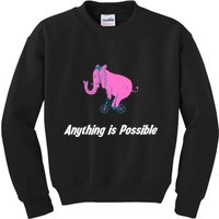 Anything Is Possible Elephant Bicycle Kids Sweatshirt