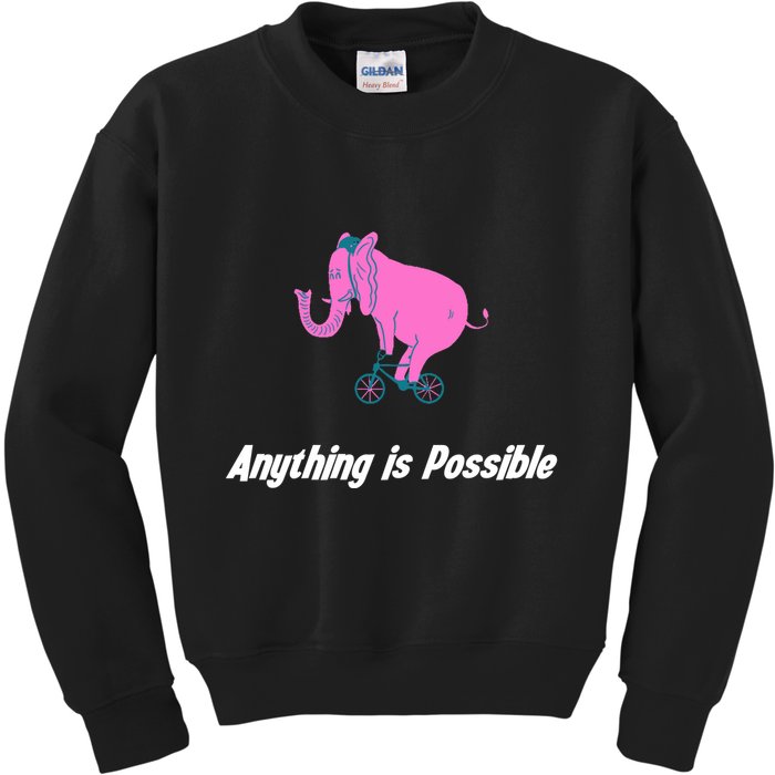 Anything Is Possible Elephant Bicycle Kids Sweatshirt