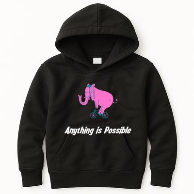 Anything Is Possible Elephant Bicycle Kids Hoodie