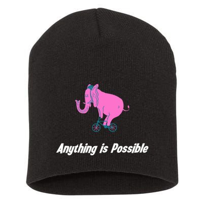 Anything Is Possible Elephant Bicycle Short Acrylic Beanie
