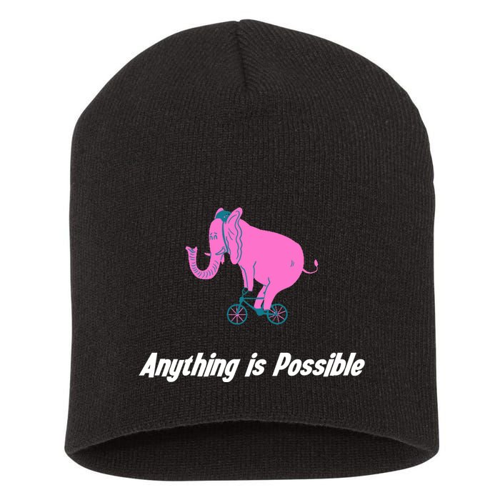 Anything Is Possible Elephant Bicycle Short Acrylic Beanie
