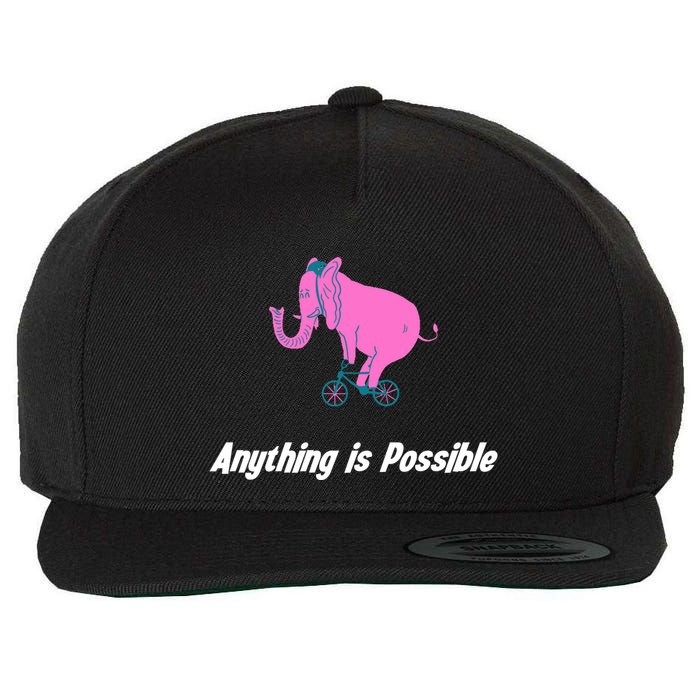 Anything Is Possible Elephant Bicycle Wool Snapback Cap