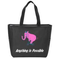 Anything Is Possible Elephant Bicycle Zip Tote Bag