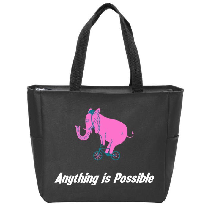 Anything Is Possible Elephant Bicycle Zip Tote Bag