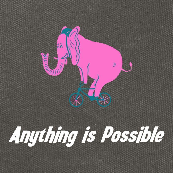Anything Is Possible Elephant Bicycle Cotton Canvas Backpack