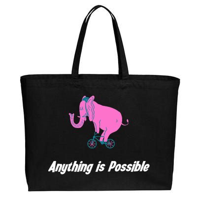 Anything Is Possible Elephant Bicycle Cotton Canvas Jumbo Tote