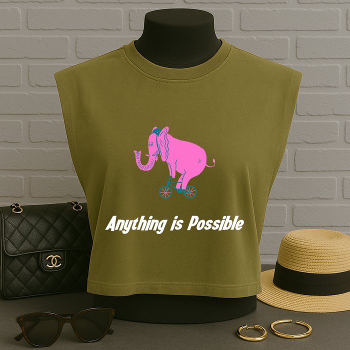 Anything Is Possible Elephant Bicycle Garment-Dyed Women's Muscle Tee