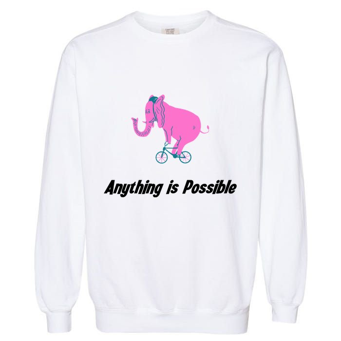 Anything Is Possible Elephant Bicycle Garment-Dyed Sweatshirt