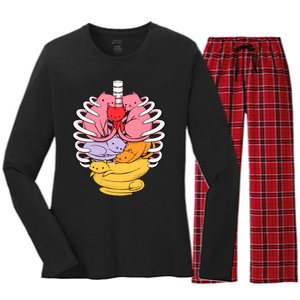 Anatomicat Is Perfect For Cat Lovers Women's Long Sleeve Flannel Pajama Set 