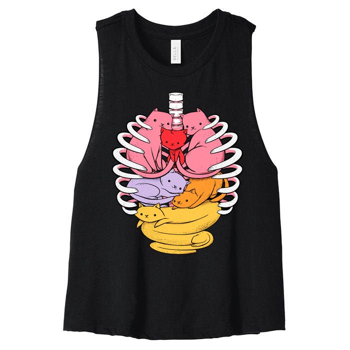 Anatomicat Is Perfect For Cat Lovers Women's Racerback Cropped Tank