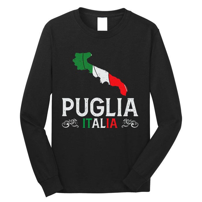 Apulia Italy Puglia Souvenir Silhouette Apulia Long Sleeve Shirt