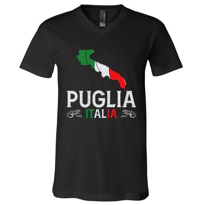 Apulia Italy Puglia Souvenir Silhouette Apulia V-Neck T-Shirt