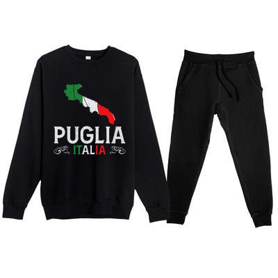 Apulia Italy Puglia Souvenir Silhouette Apulia Premium Crewneck Sweatsuit Set